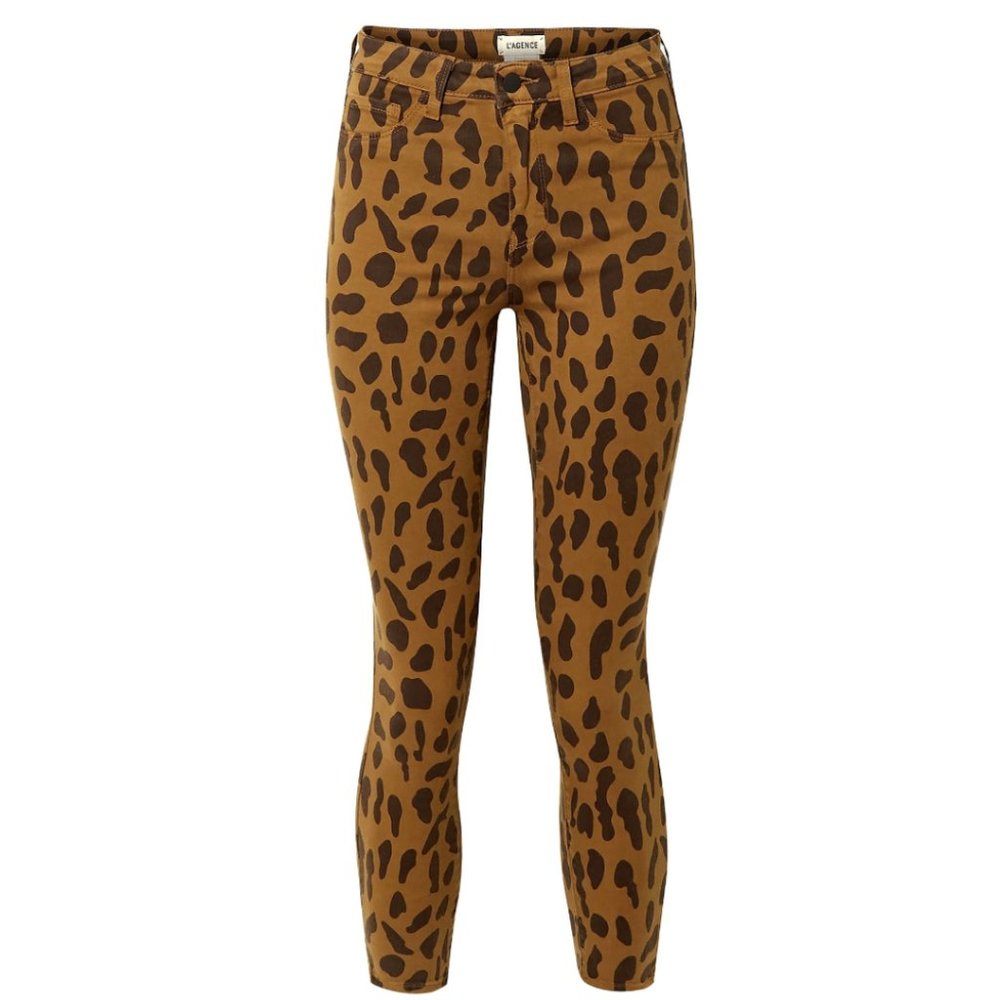 L'AGENCE Jeans Leopard Print High Waist Skinny Cropped $375 Size 28 - Picture 3 of 9